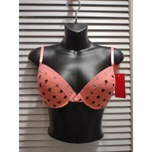 AG UNDERWEAR Push-up Bra Underwire Pink Coral Polka Dot Women's Size 36C NWT